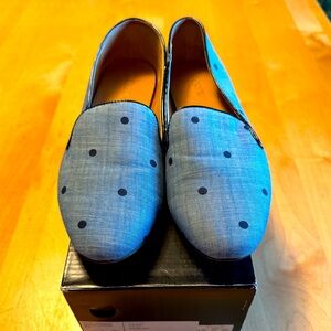 J Crew Blue Polka Dot Loafers